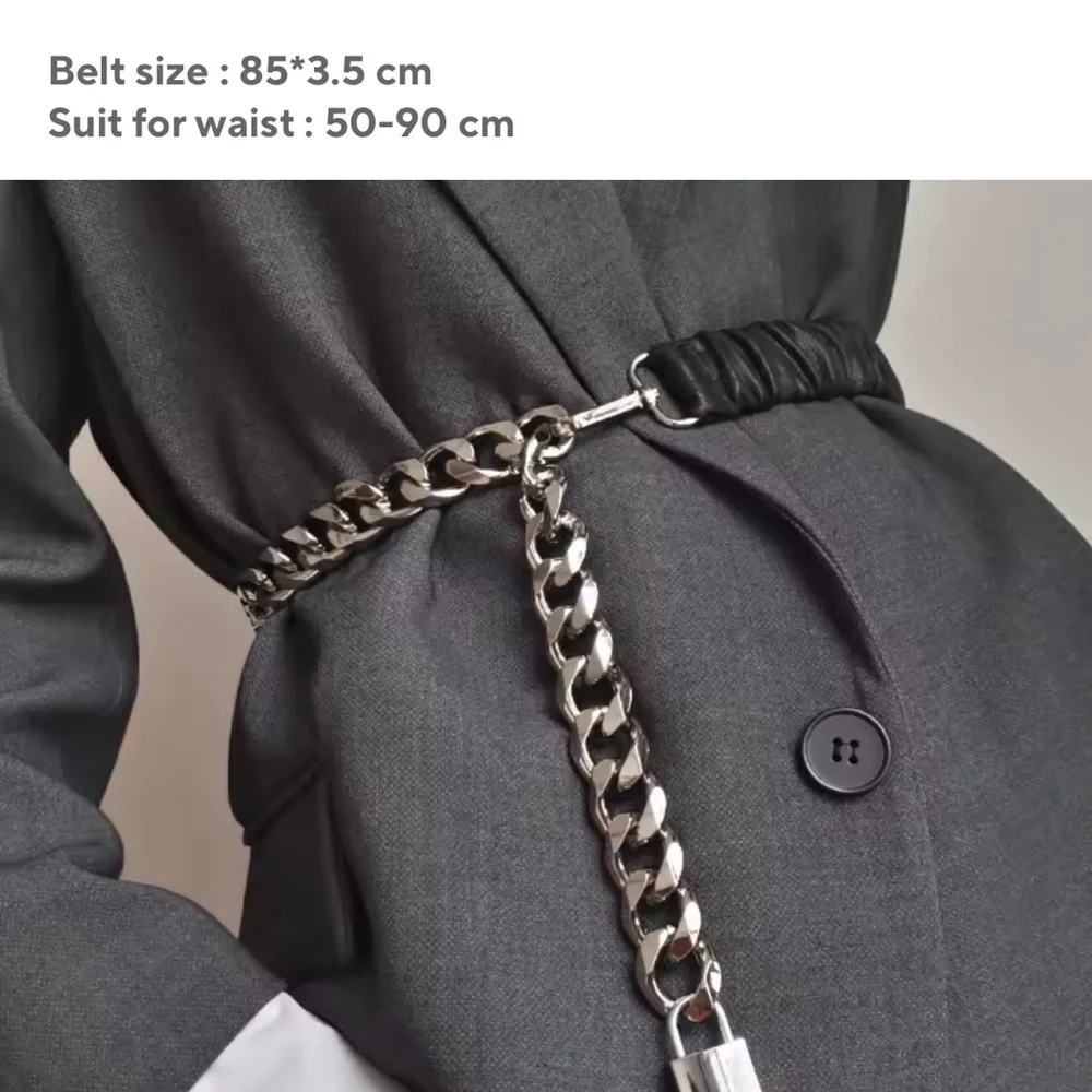 Anthropologie Silver Chain Belt with Padlock adjustable